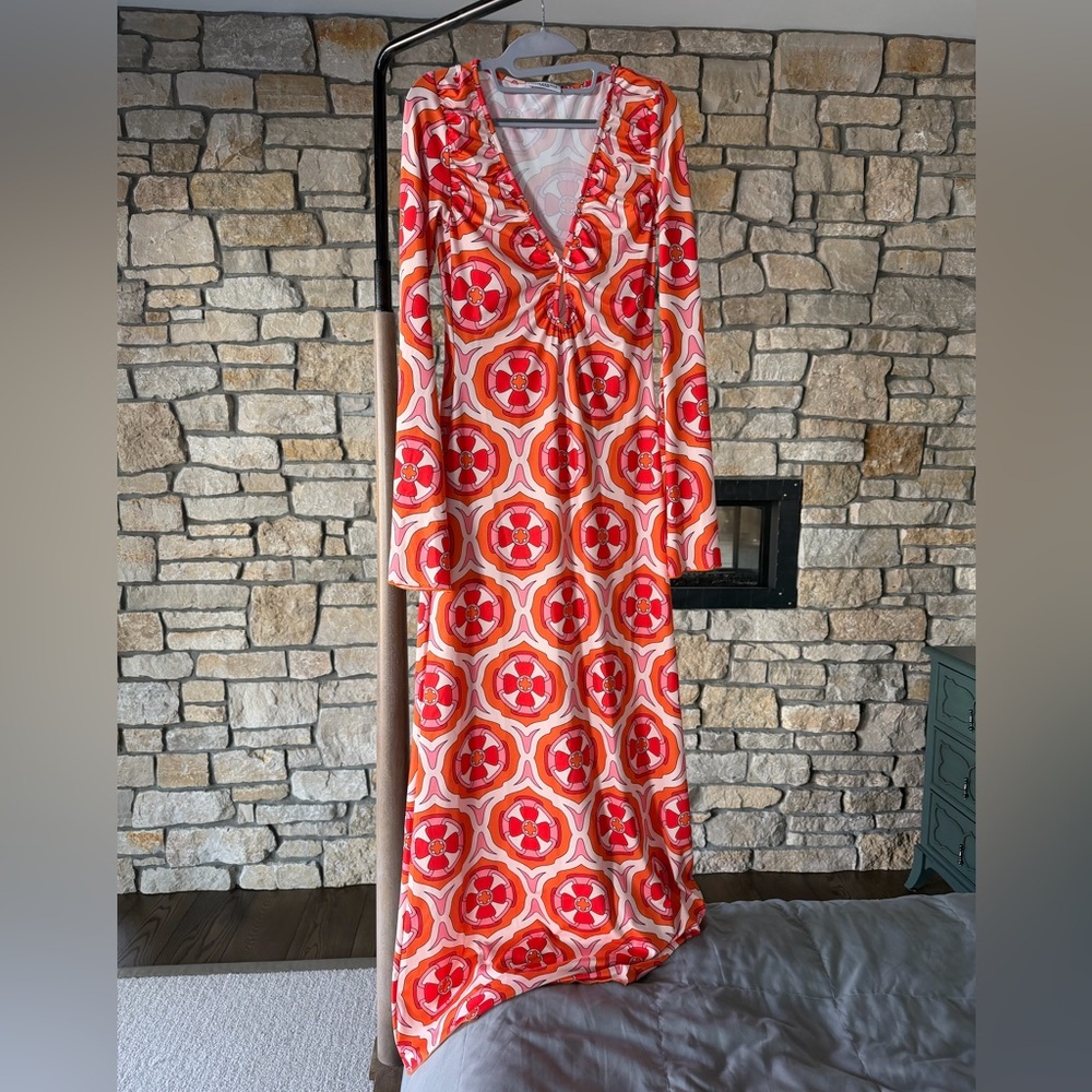 Eywasouls Malibu Diana Bell Pink Retro Radiance Maxi Dress